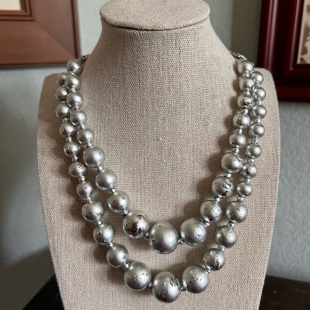 Vintage Silver Double-Strand Pearl Necklace